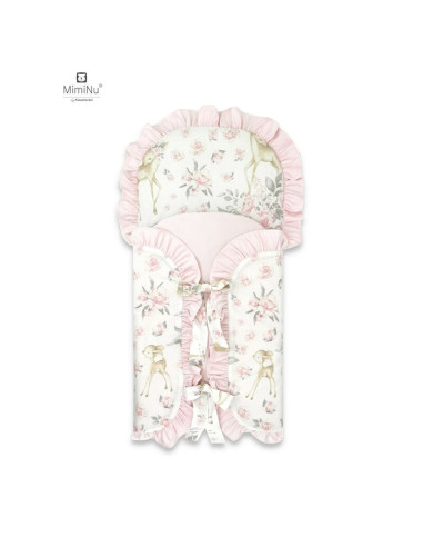 BN-6426972018142,MimiNu - Sac de dormit multifunctional, Cu volanase si panglici, Din bumbac si tesatura pufoasa din catifea, Ma