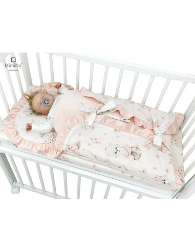BN-6426972018142,MimiNu - Sac de dormit multifunctional, Cu volanase si panglici, Din bumbac si tesatura pufoasa din catifea, Ma