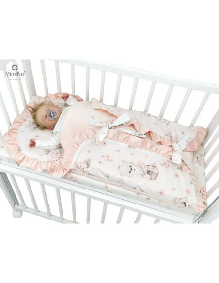 BN-6426972018142,MimiNu - Sac de dormit multifunctional, Cu volanase si panglici, Din bumbac si tesatura pufoasa din catifea, Ma