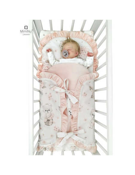 BN-6426972018142,MimiNu - Sac de dormit multifunctional, Cu volanase si panglici, Din bumbac si tesatura pufoasa din catifea, Ma