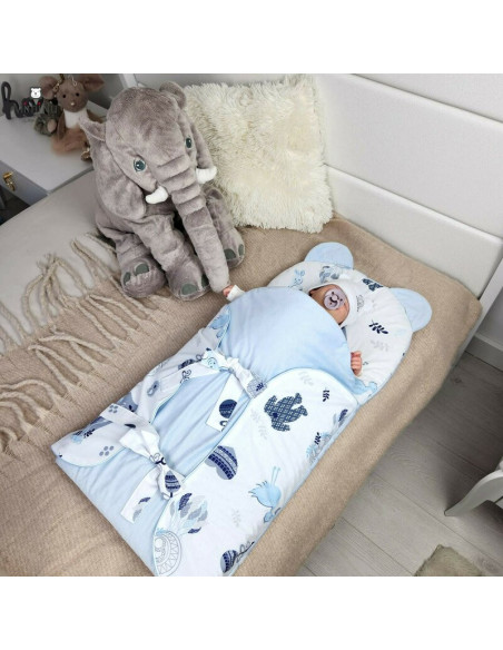 BN-6426972018166,MimiNu - Sac de dormit multifunctional, Cu urechi si panglici, Din bumbac si tesatura pufoasa din catifea, Mate