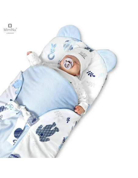 BN-6426972018173,MimiNu - Sac de dormit multifunctional, Cu urechi si panglici, Din bumbac si tesatura pufoasa din catifea, Mate