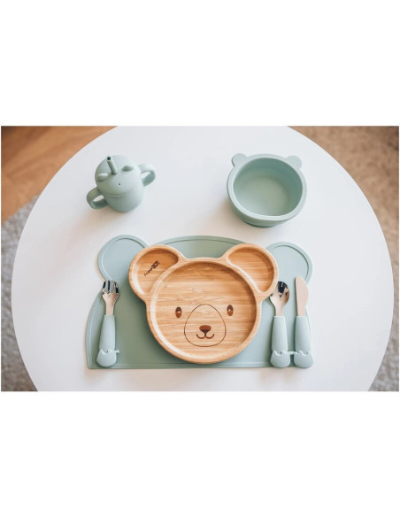 BN-46316,Bol din silicon fara BPA, Cu ventuza, 6 luni +, Conform cu standardul european de securitate EN14372:2004, FreeON, Bear