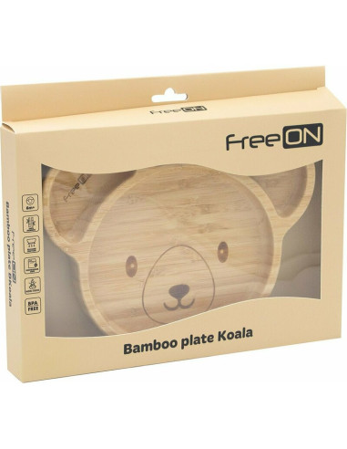 BN-46422,Farfurie compartimentata din bambus, Cu ventuza, Conform cu standardul european de securitate EN 14372:2004, FreeON, Be BN-46422,Farfurie compartimentata din bambus, Cu ventuza, Conform cu standardul european de securitate EN 14372:2004, FreeON, Be