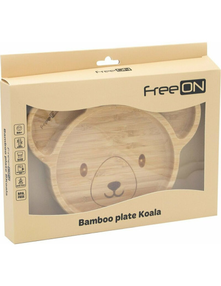 BN-46422,Farfurie compartimentata din bambus, Cu ventuza, Conform cu standardul european de securitate EN 14372:2004, FreeON, Be BN-46422,Farfurie compartimentata din bambus, Cu ventuza, Conform cu standardul european de securitate EN 14372:2004, FreeON, Be