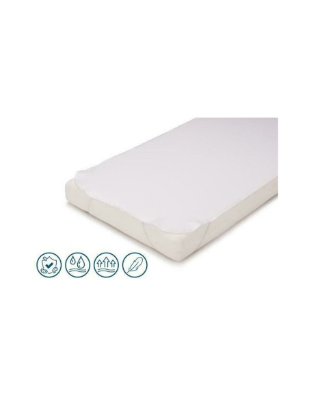 BN-318401,Petite&Mars - Protectie impermeabila, Pentru saltele de 120x60, Cu benzi elastice, Alb