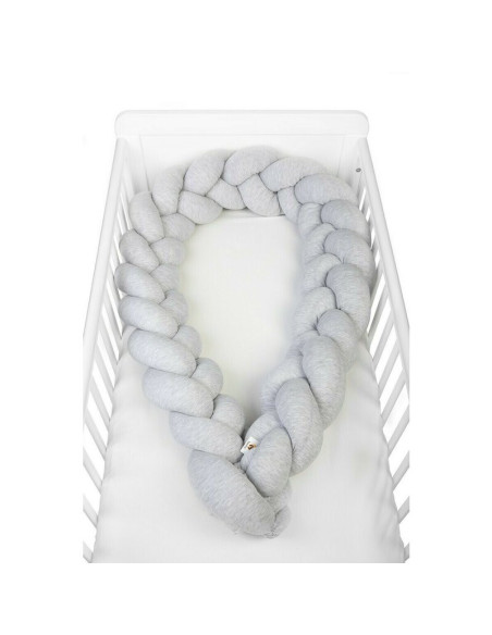 BN-YAPPYGUM_240_GREY,Protectie laterala pentru patut, Tip Bumper impletit YappyGum, Utilizabil si ca baby nest, Din tricot, Yapp