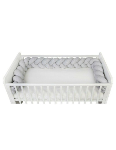 BN-YAPPYGUM_240_GREY,Protectie laterala pentru patut, Tip Bumper impletit YappyGum, Utilizabil si ca baby nest, Din tricot, Yapp
