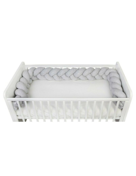 BN-YAPPYGUM_240_GREY,Protectie laterala pentru patut, Tip Bumper impletit YappyGum, Utilizabil si ca baby nest, Din tricot, Yapp