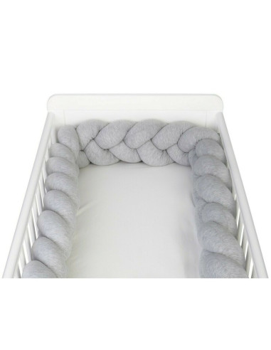 BN-YAPPYGUM_240_GREY,Protectie laterala pentru patut, Tip Bumper impletit YappyGum, Utilizabil si ca baby nest, Din tricot, Yapp