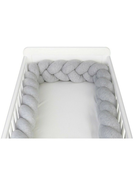 BN-YAPPYGUM_240_GREY,Protectie laterala pentru patut, Tip Bumper impletit YappyGum, Utilizabil si ca baby nest, Din tricot, Yapp