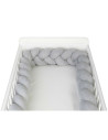 BN-YAPPYGUM_240_GREY,Protectie laterala pentru patut, Tip Bumper impletit YappyGum, Utilizabil si ca baby nest, Din tricot, Yapp