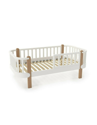 BN-YAPPYETUDETODDLER_WHITE,Patut junior cu bariera de protectie YappyEtude din lemn de fag, YappyKids, 160x80 cm, Alb