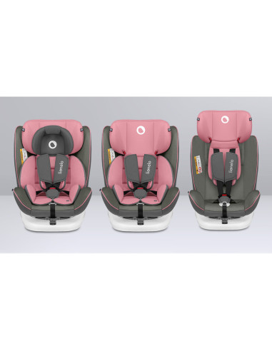 BN-LO-BASTIAAN_PINK_BABY,Lionelo - Scaun auto Bastiaan, Pozitie de somn, Rotire 360 grade, 0-36 Kg, Cu Isofix si Centura Top Tet