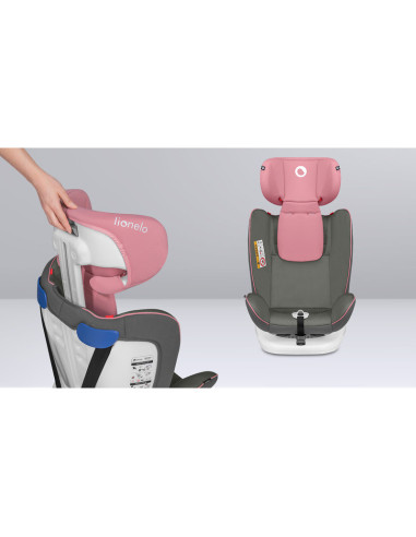 BN-LO-BASTIAAN_PINK_BABY,Lionelo - Scaun auto Bastiaan, Pozitie de somn, Rotire 360 grade, 0-36 Kg, Cu Isofix si Centura Top Tet