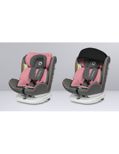 BN-LO-BASTIAAN_PINK_BABY,Lionelo - Scaun auto Bastiaan, Pozitie de somn, Rotire 360 grade, 0-36 Kg, Cu Isofix si Centura Top Tet