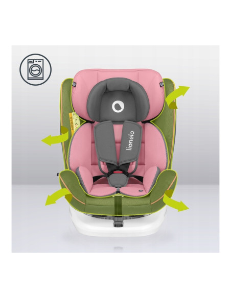 BN-LO-BASTIAAN_PINK_BABY,Lionelo - Scaun auto Bastiaan, Pozitie de somn, Rotire 360 grade, 0-36 Kg, Cu Isofix si Centura Top Tet