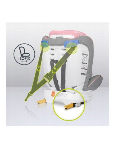 BN-LO-BASTIAAN_PINK_BABY,Lionelo - Scaun auto Bastiaan, Pozitie de somn, Rotire 360 grade, 0-36 Kg, Cu Isofix si Centura Top Tet