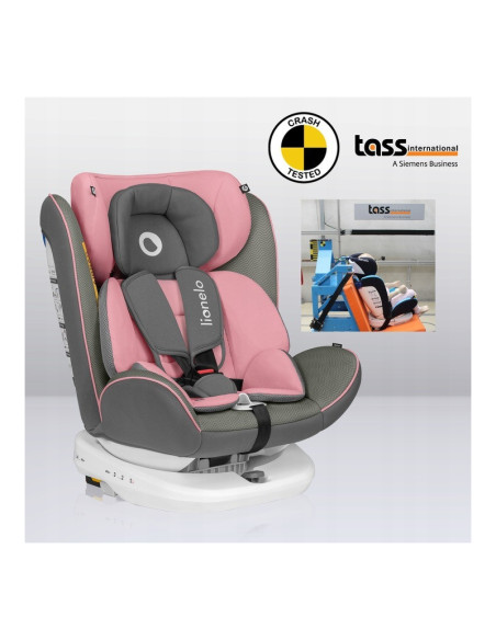 BN-LO-BASTIAAN_PINK_BABY,Lionelo - Scaun auto Bastiaan, Pozitie de somn, Rotire 360 grade, 0-36 Kg, Cu Isofix si Centura Top Tet