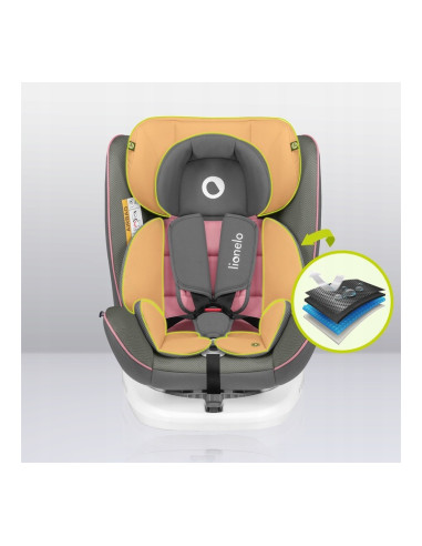 BN-LO-BASTIAAN_PINK_BABY,Lionelo - Scaun auto Bastiaan, Pozitie de somn, Rotire 360 grade, 0-36 Kg, Cu Isofix si Centura Top Tet