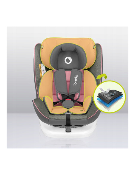 BN-LO-BASTIAAN_PINK_BABY,Lionelo - Scaun auto Bastiaan, Pozitie de somn, Rotire 360 grade, 0-36 Kg, Cu Isofix si Centura Top Tet