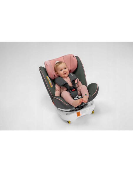 BN-LO-BASTIAAN_PINK_BABY,Lionelo - Scaun auto Bastiaan, Pozitie de somn, Rotire 360 grade, 0-36 Kg, Cu Isofix si Centura Top Tet