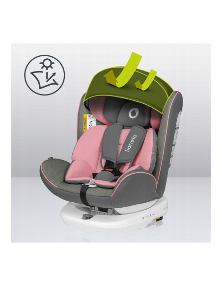 BN-LO-BASTIAAN_PINK_BABY,Lionelo - Scaun auto Bastiaan, Pozitie de somn, Rotire 360 grade, 0-36 Kg, Cu Isofix si Centura Top Tet