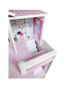 BN-47290,Casuta de papusi din lemn, Dimensiune mare 70 x 24 x 70 cm, Construita pe 3 niveluri cu 3 camere, Accesorizata cu mobil