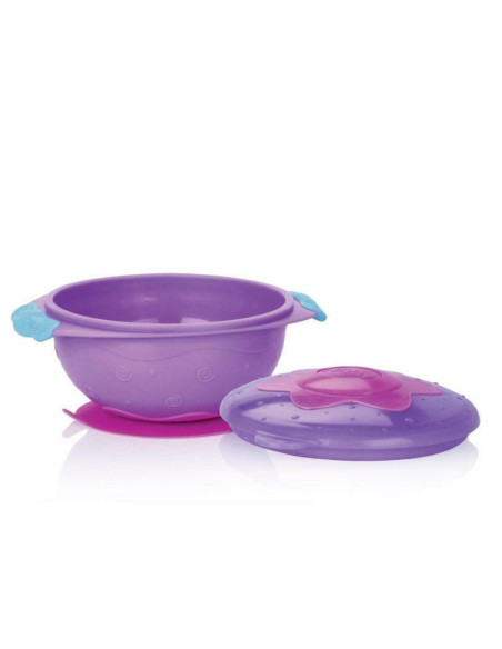 BN-ID5322_mov,Nuby - Bol cu ventuza si capac, 9 luni+, 300 ml, Mov