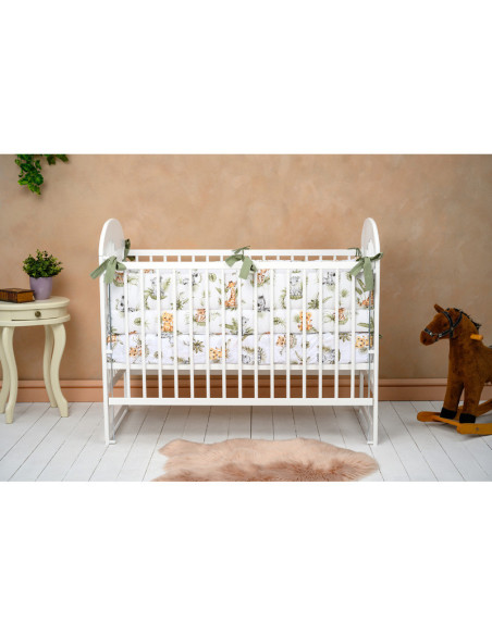 BN-QMJUL03AL,Qmini - Patut din lemn Julia II Elefantel 120x60 cm, Cu laterala culisanta, Din lemn de pin, Stabil si rezistent, I