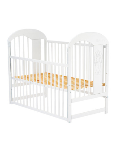 BN-QMJUL03AL,Qmini - Patut din lemn Julia II Elefantel 120x60 cm, Cu laterala culisanta, Din lemn de pin, Stabil si rezistent, I