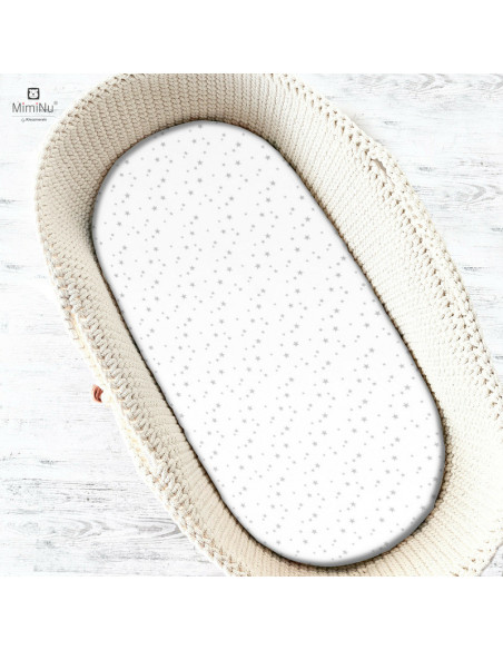 BN-6426972018708,MimiNu - Cearceaf cu elastic pentru landou, carucior si cosulet, Dimensiune 80x35 cm, Din bumbac certificat Oek