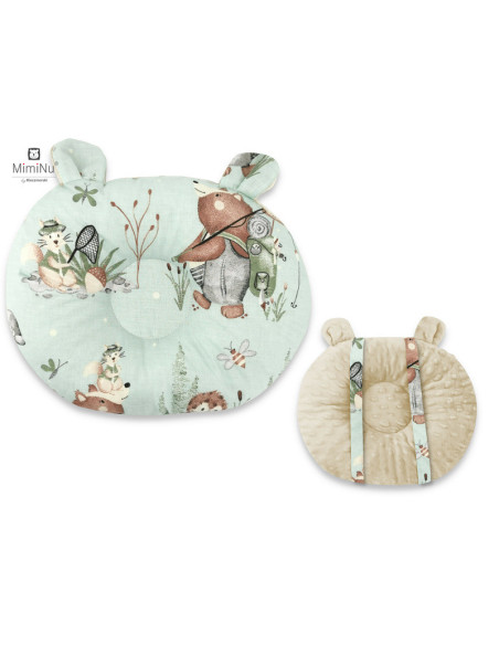 BN-6426972018982,MimiNu - Perna bebelusi Ursulet, Multifunctionala, Cu doua fete, Tesatura pufoasa minky si bumbac, Materiale ce