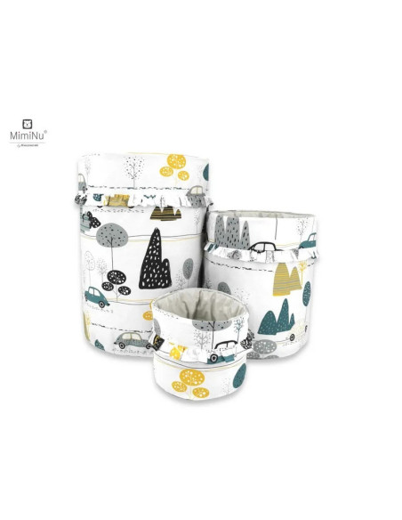 BN-5907501455344,MimiNu - Set 3 cosuri rotunde cu dimensiuni generoase pentru depozitare jucarii, Cu volanase, Dimensiuni 50x35 
