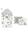BN-5907501450035,MimiNu - Set paturica de infasat cu doua fete, Dimensiune 75x75 cm + Perna bebelusi profilata, Cu doua fete, Cu