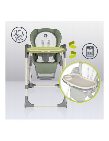 BN-LO-LAURICE_ GREEN_OLIVE,Lionelo - Scaun de masa si balansoar, 2 in 1, Laurice, Transformabil, Multifunctional, Inaltime si sp