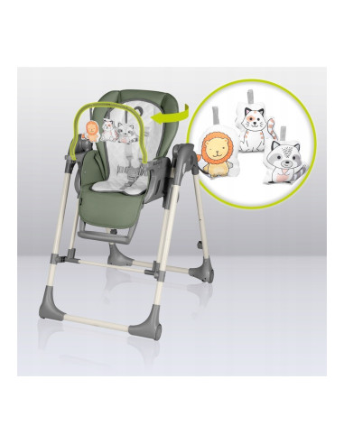 BN-LO-LAURICE_ GREEN_OLIVE,Lionelo - Scaun de masa si balansoar, 2 in 1, Laurice, Transformabil, Multifunctional, Inaltime si sp