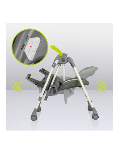 BN-LO-LAURICE_ GREEN_OLIVE,Lionelo - Scaun de masa si balansoar, 2 in 1, Laurice, Transformabil, Multifunctional, Inaltime si sp