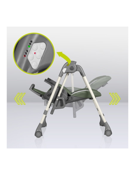 BN-LO-LAURICE_ GREEN_OLIVE,Lionelo - Scaun de masa si balansoar, 2 in 1, Laurice, Transformabil, Multifunctional, Inaltime si sp