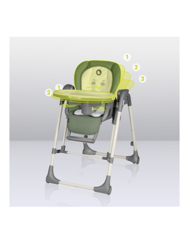 BN-LO-LAURICE_ GREEN_OLIVE,Lionelo - Scaun de masa si balansoar, 2 in 1, Laurice, Transformabil, Multifunctional, Inaltime si sp
