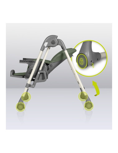 BN-LO-LAURICE_ GREEN_OLIVE,Lionelo - Scaun de masa si balansoar, 2 in 1, Laurice, Transformabil, Multifunctional, Inaltime si sp