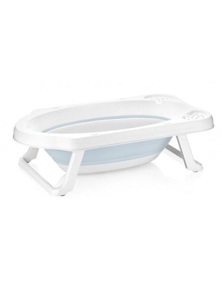 BN-4052396088076,Cadita pliabila pentru bebelusi cu dop de scurgere, Maja, 82 x 48 x 23.5 cm, Keeeper, Cloudy Blue