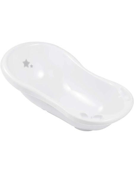 BN-4052396048438,Cadita ergonomica de baie cu dop de scurgere, Maria, 84 x 49 x 30 cm, Keeeper, Stars Cosmic White