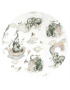 BN-6426972019637,Qmini - Lenjerie junior cu 2 piese, Din bumbac certificat Oeko Tex Standard 100, 140 x 200 cm, Elephants on Rai