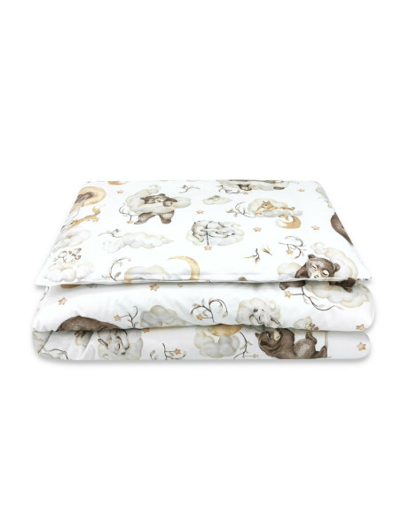 BN-6426972019644,Qmini - Lenjerie junior cu 2 piese, Din bumbac certificat Oeko Tex Standard 100, 140 x 200 cm, Teddy Bear and F