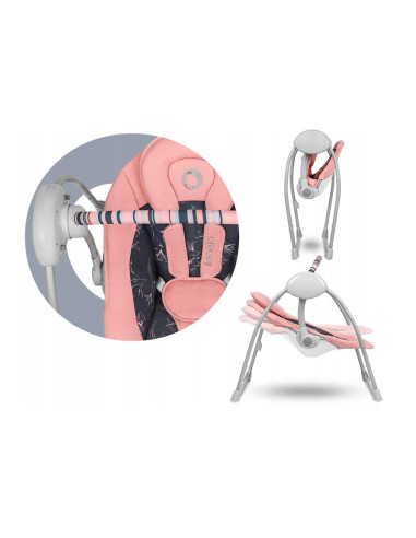 BN-LO-RUBEN_PINK_BABY,Lionelo - Fotoliu balansoar electric, Ruben, Cu spatar reglabil, Cu 12 melodii relaxante si sunete ale nat