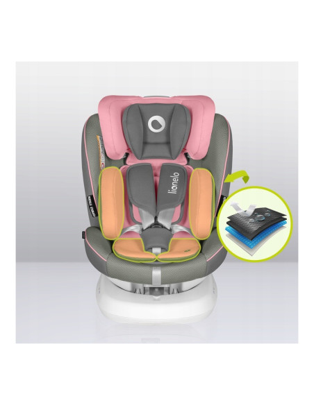 BN-LO-BASTIAAN_ONE_PINK_BABY,Lionelo - Scaun auto Bastiaan One Pozitie de somn, Protectie laterala, Rotire 360 grade, Top Tether
