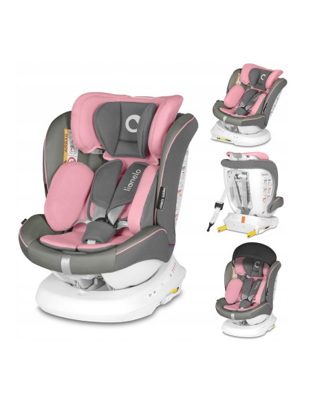 BN-LO-BASTIAAN_ONE_PINK_BABY,Lionelo - Scaun auto Bastiaan One Pozitie de somn, Protectie laterala, Rotire 360 grade, Top Tether