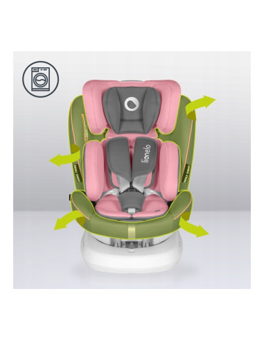 BN-LO-BASTIAAN_ONE_PINK_BABY,Lionelo - Scaun auto Bastiaan One Pozitie de somn, Protectie laterala, Rotire 360 grade, Top Tether