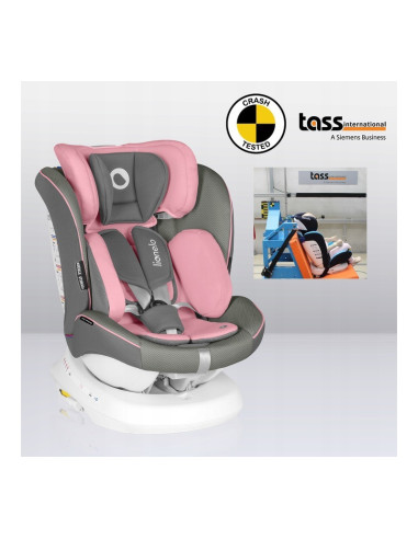 BN-LO-BASTIAAN_ONE_PINK_BABY,Lionelo - Scaun auto Bastiaan One Pozitie de somn, Protectie laterala, Rotire 360 grade, Top Tether